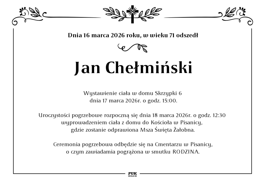 Jan Chełmiński - nekrolog